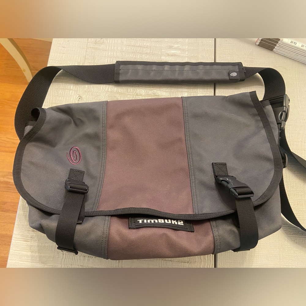 Timbuk2 Gray and Dark Purple Durable Medium Messenger Bag